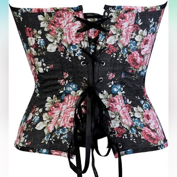 Floral Bustier for Women's Vintage Lace Up Back Body Shaper Corset Top 4XL - Picture 3 of 8